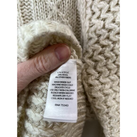 Cynthia Rowley Women’s Wool Cable Knit Sweater Sz M Cream Minimalist Understated - Picture 4 of 7